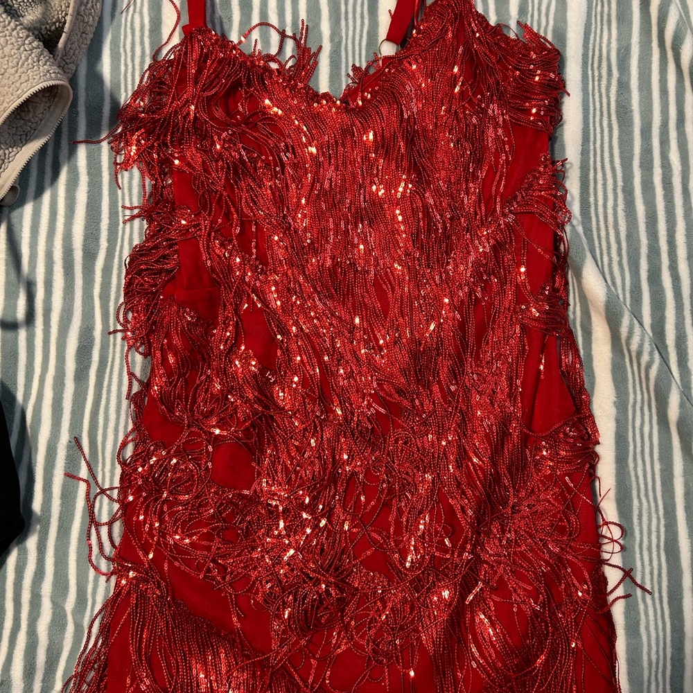 Red fringe women’s dress